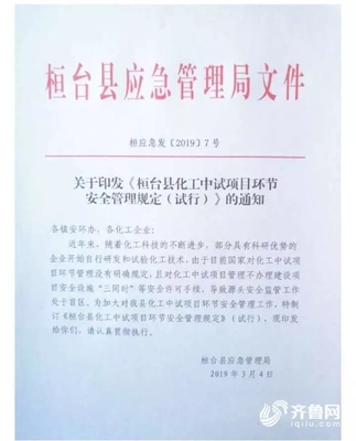 化工中试项目环节安全管理(试行)规定