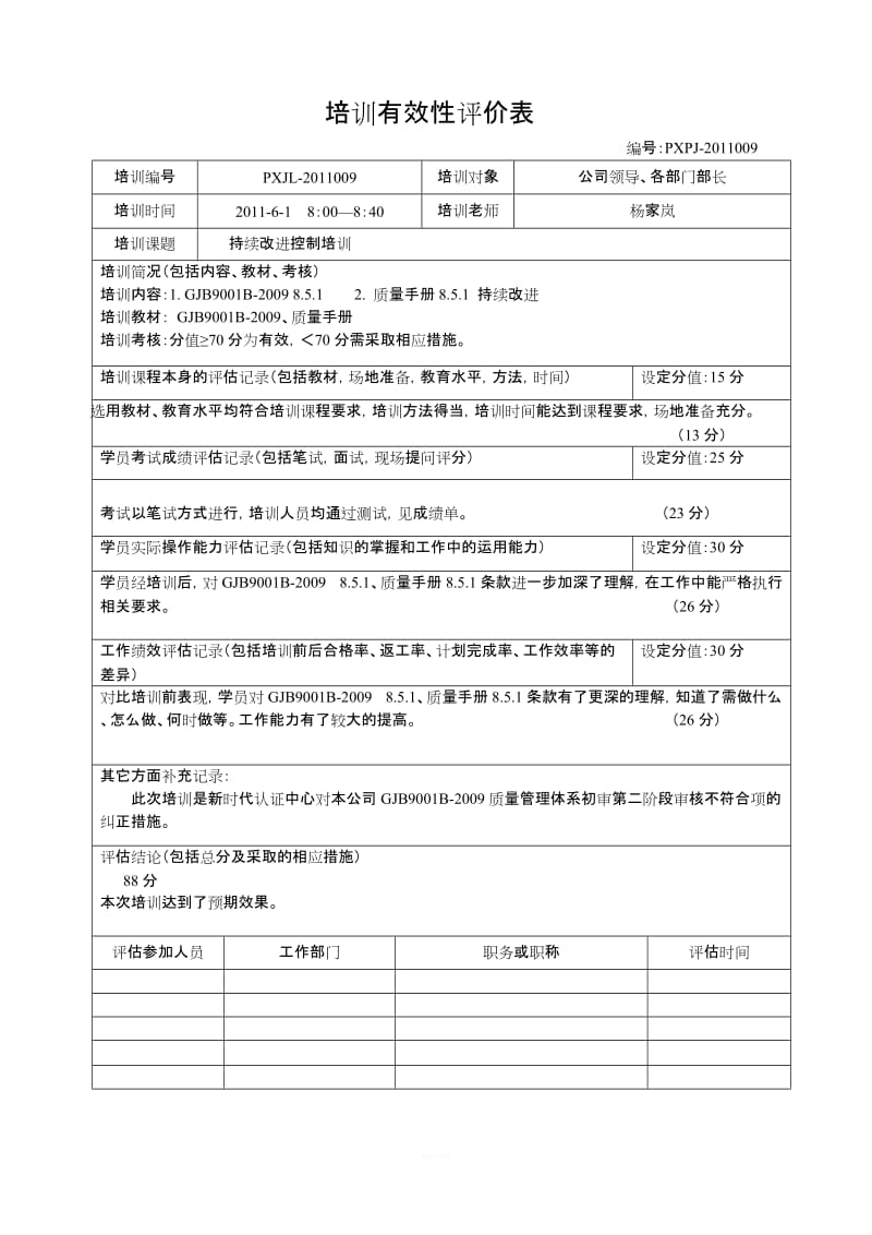 化工实操培训效果评估