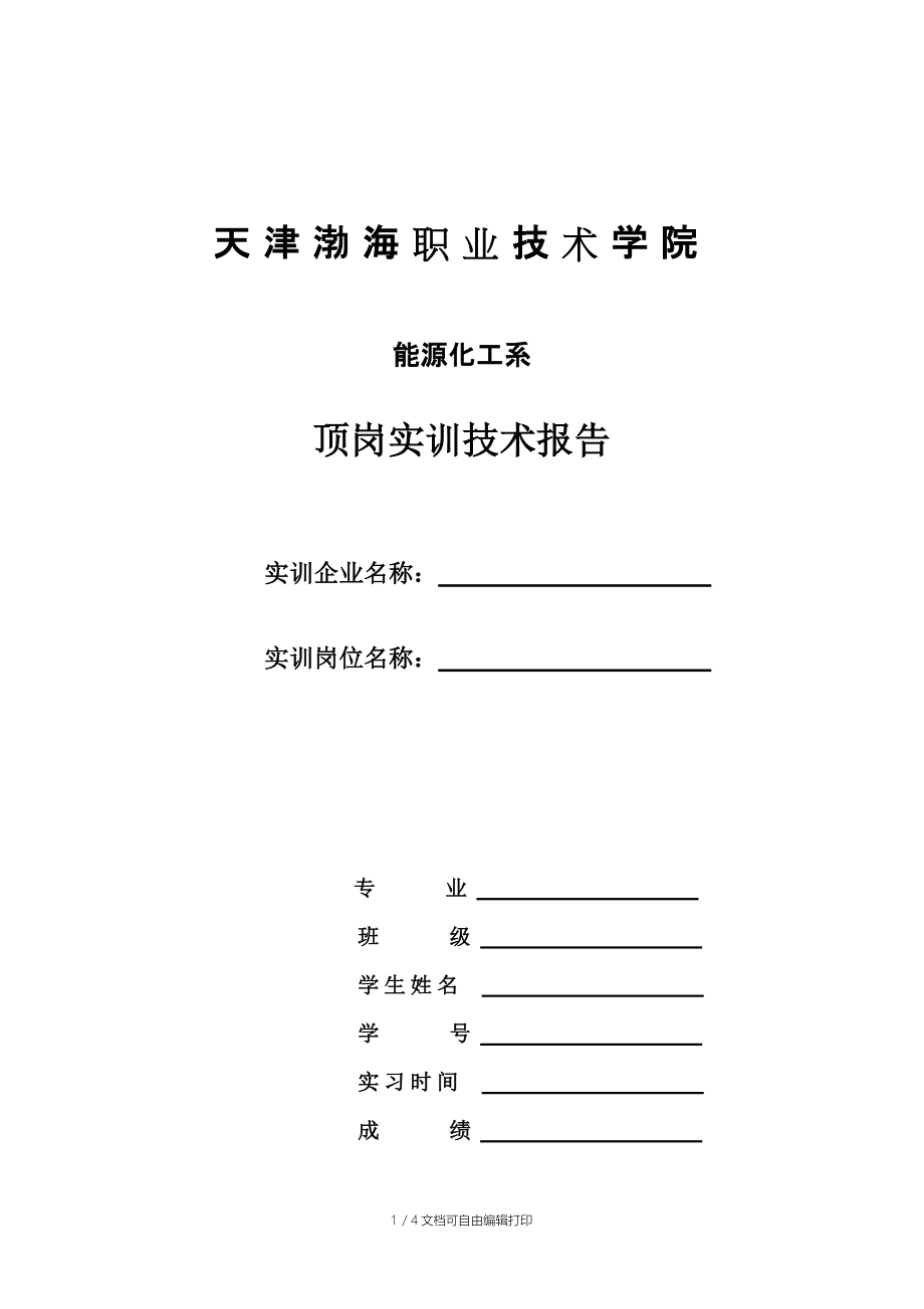 化工操作岗位技能实训报告